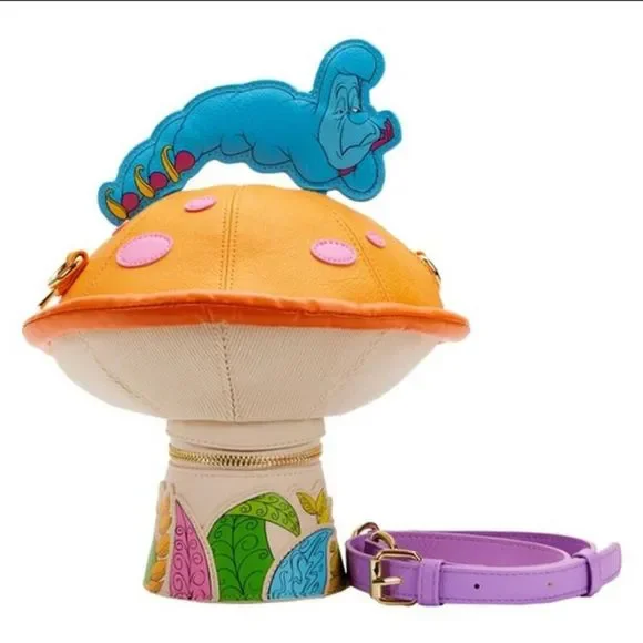 Loungefly Stitch Shoppe Disney Alice in Wonderland Caterpillar Mushroom Crossbod - Picture 7 of 9